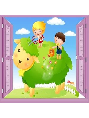 Çocuk Odası Bebek Odası Pencere Poster Duvar Kağıdı Koyun