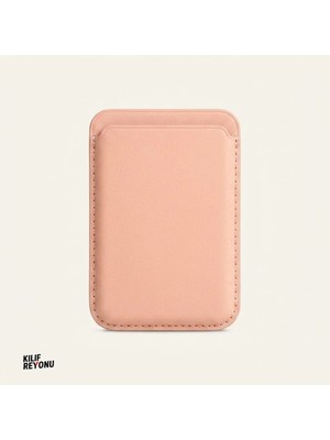 Magsafe Uyumlu Premium Deri Dokulu Kartlık – Pembe