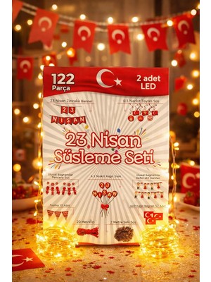 122 Parça 23 Nisan Dekoratif Süsü Flama Okul Süsü, Atatürklü Balon, Türk Bayrağı Pano Süsleri 2026