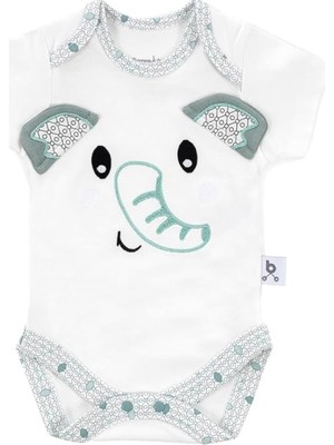 Gezenbebe Hero Bebekler Için Nakışlı Kısa Kol Body Elephant 0-3 Ay
