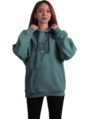 To Cosmos Unisex Oversize Hoodie Mikrofon Mint Yeşili, Xl