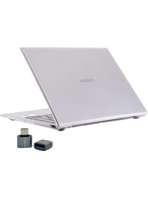 Huawei Matebook 13 Kılıf Uyumlu Kristal Parlak Sert Hard Case Parmak Izi Bırakmaz Ince Hafif Kapak 2019-2020 Şeffaf