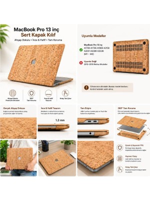 Mcstorey MacBook Pro 13 Inç Kılıf A1708 A1706 A1989 A2159 A2251 A2289 A2338 M1 M2 Uyumlu Ahşap Dokulu Sert Kapak, 360° Koruma Ince Hafif Tpu Hard Case Açık Kahverengi