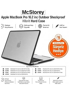 Mcstorey MacBook Pro 16.2 Inç Kılıf A2485 A2780 A2991 A3403 A3186 A3428 A3429 Uyumlu Rugged Armor Shockproof Tpu Bumper Sert Kapak Darbe Korumalı Hard Case Şeffaf