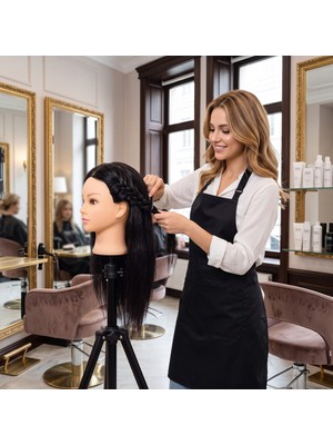 Colezium Kuaför Eğitim Mankeni / %100 Gerçek  + Masa Aparatı / Doğal Renk