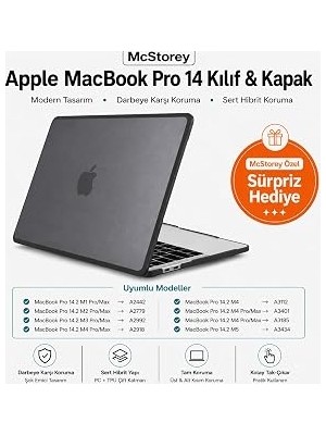 Mcstorey MacBook Pro 14.2 Inç Kılıf A2442 A2779 A2918 A2992 A3112 A3401 A3185 A3434 A3426 A3427 Uyumlu Shockproof Rugged Hard Case Tpu Bumper Darbe Korumalı Hibrit Sert Kapak Siyah