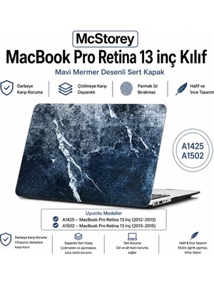 Mcstorey MacBook Pro 13 Inç Kılıf A1425 A1502 Uyumlu Sert Kapak Hard Case Koruyucu Retina 13 Laptop Kılıfı Mermer Desenli Çizilmeye Dayanıklı Ince Hafif Koruma R-25