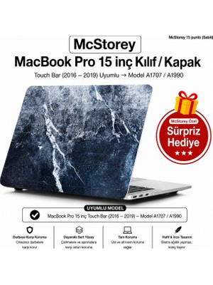 Mcstorey MacBook Pro 15 Mermer Desenli Kılıf A1707 A1990 Uyumlu Baskılı Sert Kılıf Ince Hafif Koruyucu Kapak Mavi