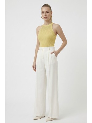 Neden Tekstil Kadın Taşlı Fitilli Halter Yaka Crop Bluz