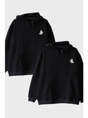 Lofux Hayalet Silüeti Siyah Hoodie