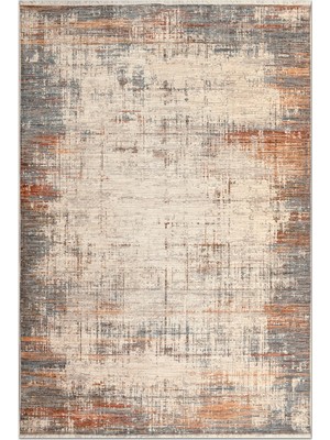 Rugzella Vervain Bej Gri Kiremit Modern Soyut Fırçalanmış Desenli Halı