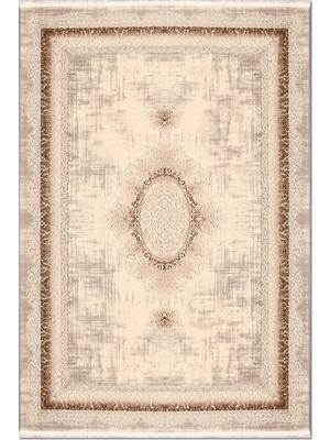 Rugzella Bellcote Krem Bej Gri Bakır Patchwork Modern Püsküllü Halı