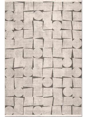 Rugzella Campanile Krem Gri Iskandinav Geometrik Desenli Halı