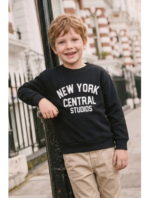 FullaModa 3 İplik New York Baskılı Erkek Çocuk Sweatshirt