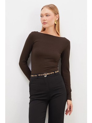 FullaModa Basic Kayık Yaka Slim Fit Bluz