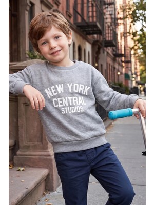 FullaModa 3 İplik New York Baskılı Erkek Çocuk Sweatshirt