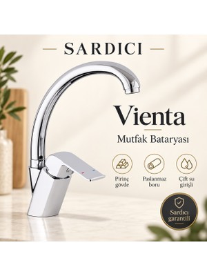 Sardıcı Vienta Mutfak Bataryası Pirinç Gövde Paslanmaz Boru Çift Su Girişli
