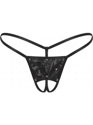 TKÇ Klbn Fantazi Siyah Özel Ağı Açık Seksi Metalli String-Tanga 1286