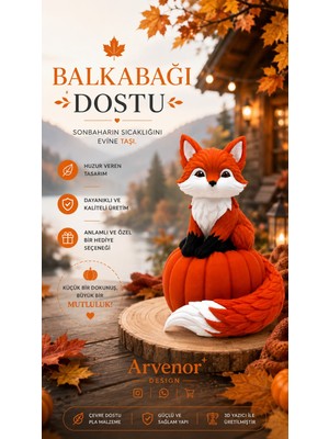 Arvenor Balkabağı Dostu | 15CM | Dekoratif Biblo | 3D Baskı