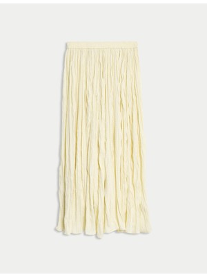 Marks & Spencer Dokulu Pileli Midi Etek