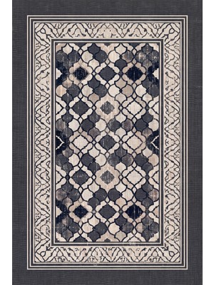 Rugzella Langley Antrasit Gri Modern Benekli Mozaik Desenli Yumuşak Yıkanabilir Halı