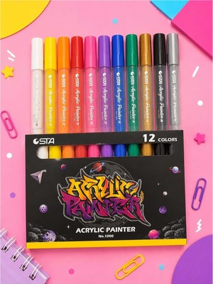 Sta Akrilik Marker Kalem 12 Renk STA-100012