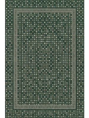 Rugzella Koyu Yeşil Zeytin Benekli Mozaik Nokta Desenli Modern Yıkanabilir Halı
