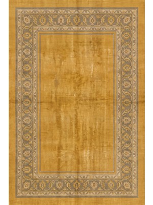 Rugzella Hardal Sarısı Zeytin Yeşili Modern Minimal Bordürlü Eskitme Desen Yıkanabilir Halı