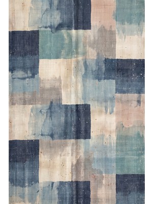Rugzella Lacivert Denim Mavi Benekli Mozaik Desen Modern Krem Gri Yıkanabilir Halı