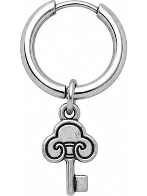 Blisse Piercing Unisex Gümüş Rengi Çelik Sallantılı Otantik Anahtar Figürlü Halka Küpe 1 Adet