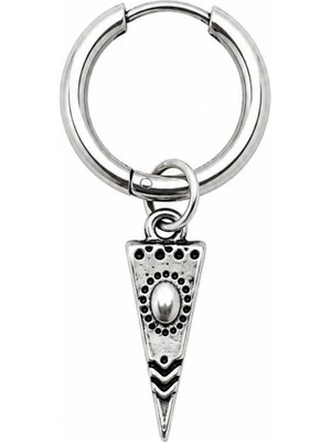Blisse Piercing Unisex Gümüş Rengi Cerrahi Çelik Sallantılı Mızrak Ucu Figürlü Halka Küpe 1 Adet