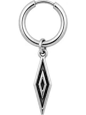 Blisse Piercing Unisex Gümüş Rengi Cerrahi Çelik Sallantılı Geometrik Baklava Figürlü Halka Küpe 1 Adet