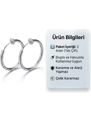 Blisse Piercing Unisex Sıkıştırmalı Yaylı Kıskaçlı Çelik Halka Küpe Deliksiz Kulaklar Için