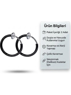Blisse Piercing Unisex Sıkıştırmalı Yaylı Kıskaçlı Çelik Halka Küpe Deliksiz Kulaklar Için