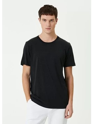 TeknoKapsül Unisex Basic Bisiklet Yaka Regular T-Shirt - Siyah - Siyah / L