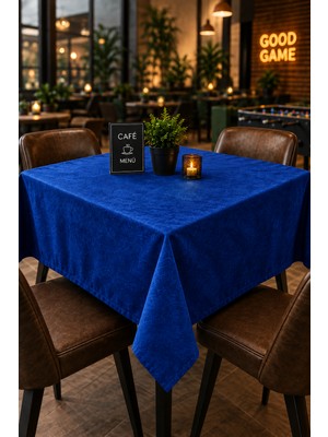 Bezos Kahve Cafe Kıraathane Masa Örtüsü 140X140CM Mavi Renk