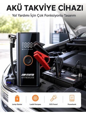 Astraltech Sos Fenerli Akü Takviye Cihazı Dijital Kompresör Powerbank Yeni Nesil