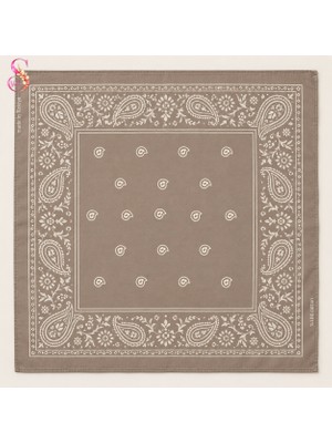 Yshine %100 Pamuk Paisley Desenli 50X50 cm Kadın Bandana Saç ve Boyun Aksesuarı
