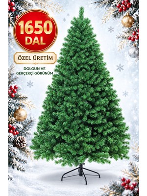 La Confiance 250 cm Lüks Yılbaşı Ağacı 1650 Sık Dallı Gerçekçi Görünümlü Noel Ağacı Yılbaşı Çam Ağacı