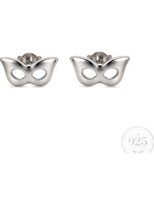 Servi 925 Ayar Gümüş Minimal Maskeli Balo Küpe