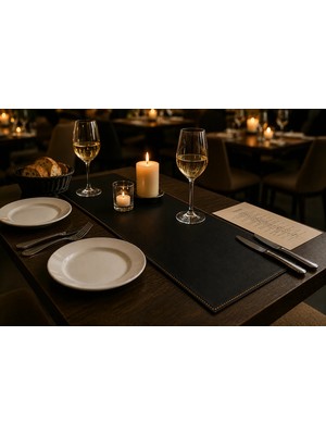 LWA Leather Eskitme Görünümlü Deri Masa Örtüsü, El Yapımı Premium Deri Masa Örtüsü  30 × 206 cm