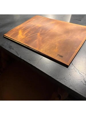 LWA Leather Eskitilmiş Deri Masa Örtüleri: Kişiselleştirilmiş El Yapımı Tam Tahıllı Masa Örtüleri 2 Parçalı Set