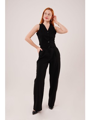 TeknoKapsül Premium Model Oturtmalı Siyah Pantolon - Siyah / S