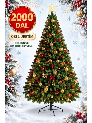 La Confiance 300 Cm Lüks Yılbaşı Ağacı 2000 Sık Dallı Gerçekçi Görünümlü Noel Ağacı Yılbaşı Çam Ağacı