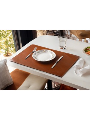 LWA Leather Eskitilmiş Deri Masa Örtüsü ve Bardak Altlığı Seti, El Yapımı Yemek Masası Örtüleri, Kişiselleştirilmiş Masa Örtüleri, 6'lı Set