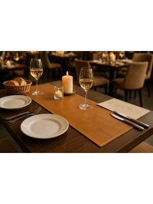 LWA Leather Eskitme Görünümlü Deri Masa Örtüsü, El Yapımı Pamuk Astarlı Birinci Sınıf Deri Masa Örtüsü 51 × 206 cm