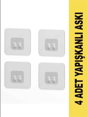 Mikasso Süper Güçlü Yapışkanlı Banyo Askısı Yedek 4 Adet Sticker Raf Tutucu Askı Turuncu Çok Renkli