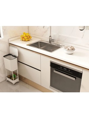 Mikasso Origa Çift Katlı Ofis Ev Banyo Çöp Kovası 15 Lt Plastik Beyaz