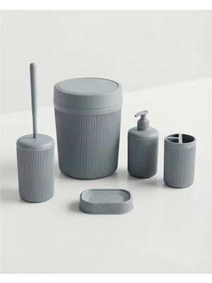 Mikasso 5 Parça Banyo Seti Plastik Gri