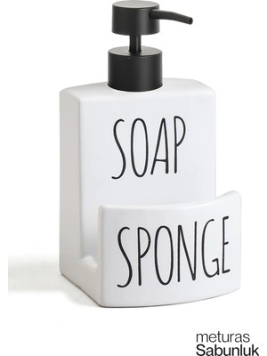 Mikasso Banyo Mutfak Sıvı Katı Sabunluk Beyaz Dekoratif ve Şık Tasarım Mutfak Sabunluğu 10*10*17,5 cm 500 ml